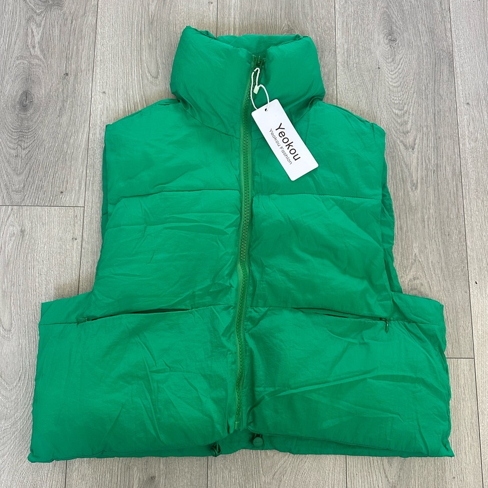 Yeokou Women's Green Puffer Vest
